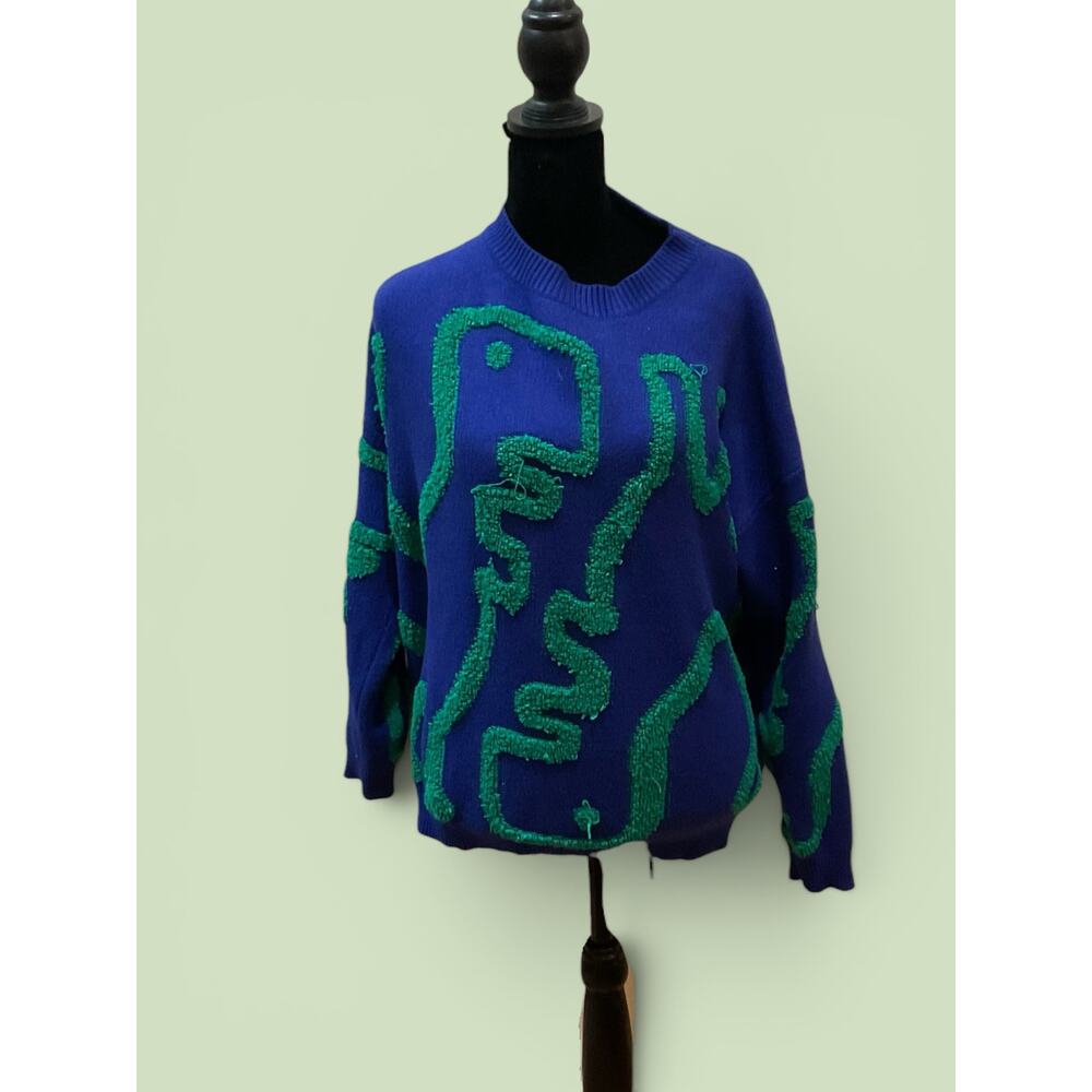 Knit Co-Op Anthropologie Abstract Figure Bouclé Sweater Size M